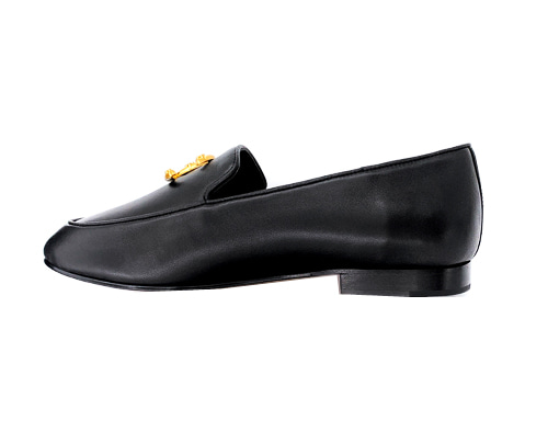 Gold logo loafers