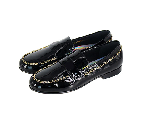 Gold chain loafers