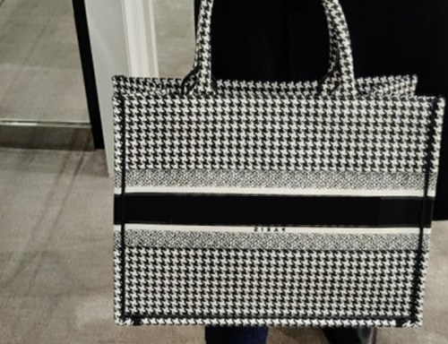 Houndstooth Book Tote Bag